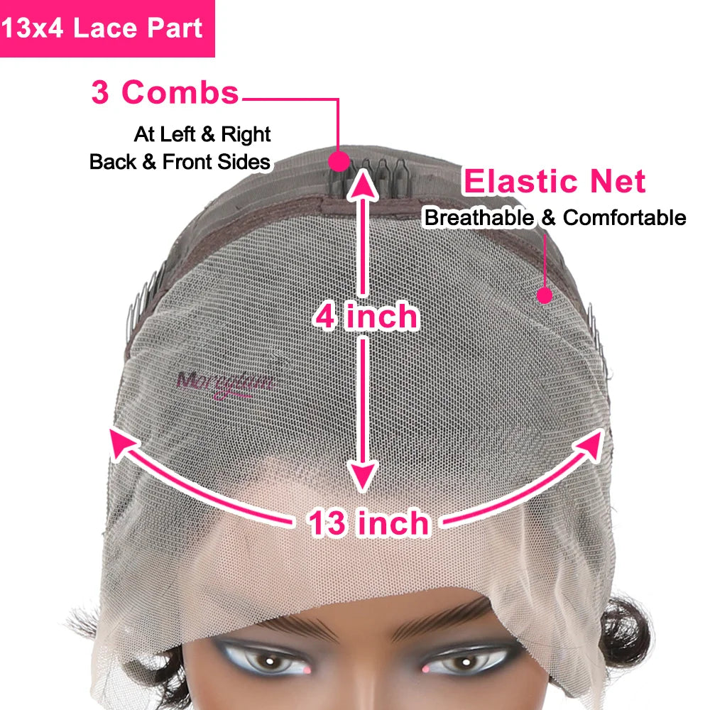 Straight Pixie Cut Short Bob Wigs Human Hair 13x4 Transparent Lace Front Human Hair Wig T Part Lace Wig Brazilian Hair For Women