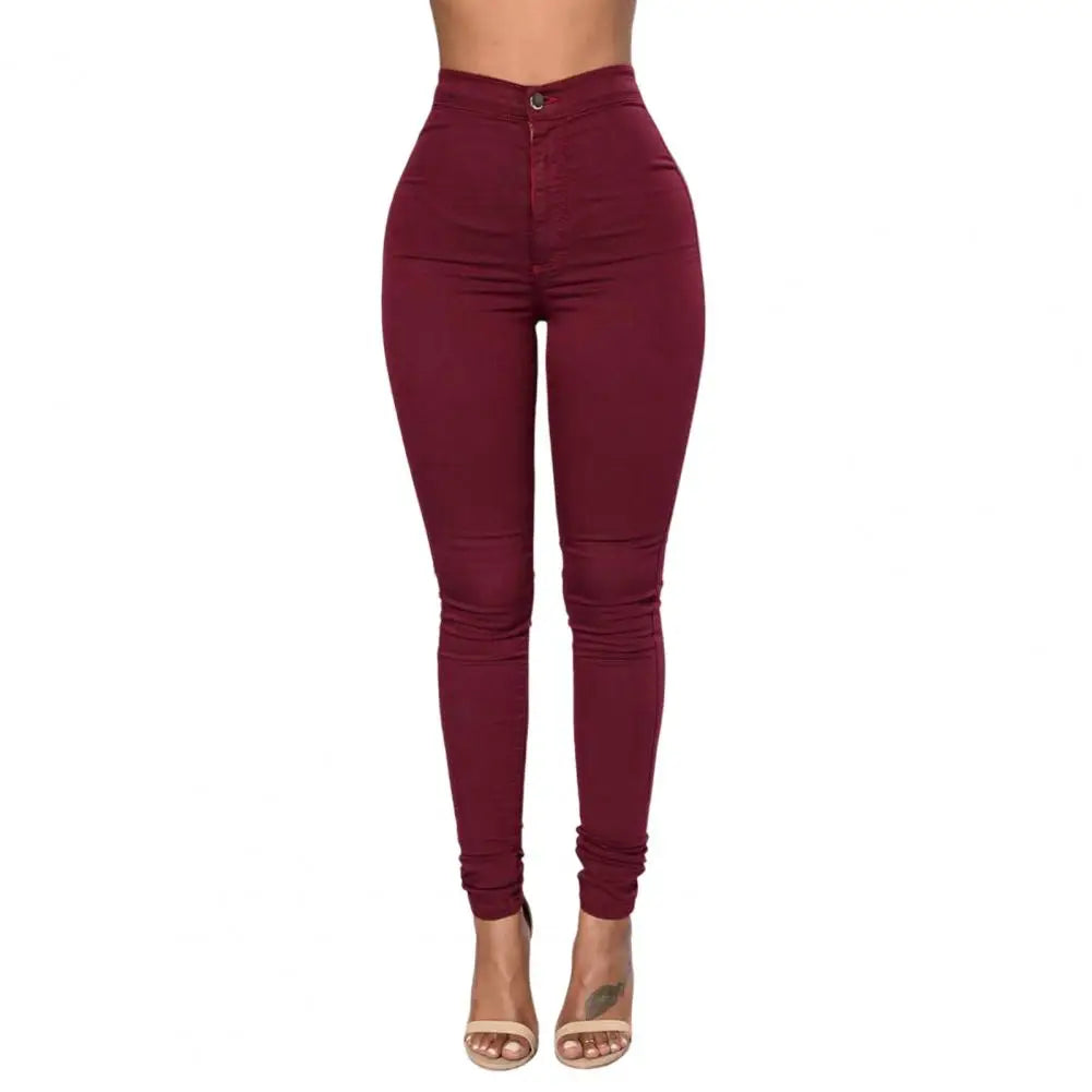 Pencil Pants Stretchy Button Zipper Access Control Lady Pants