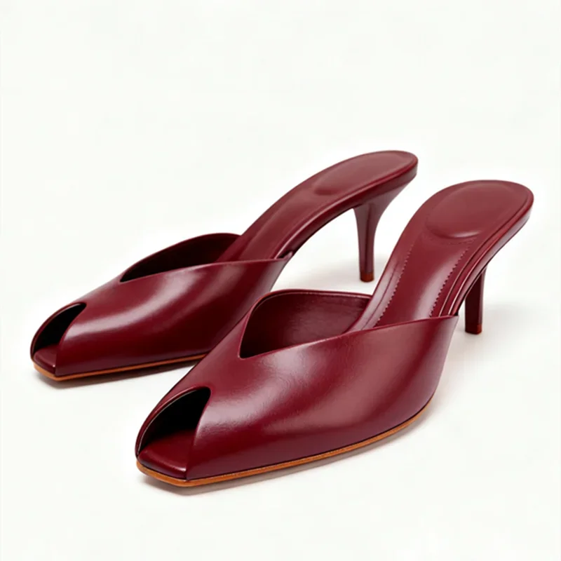 Brand High Heel Slippers Women High Quality Patent Leather
