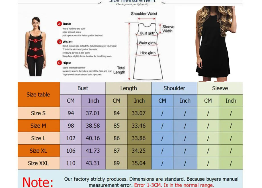 Women's summer loose sleeveless short mini dress with black print