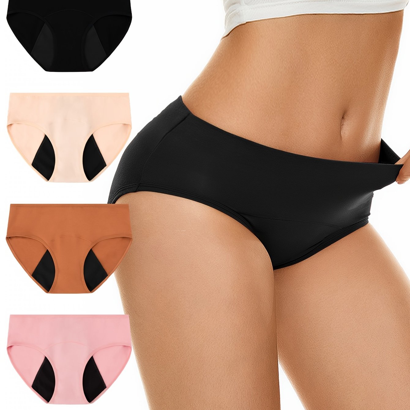 4pcs Menstrual Period Panties, Comfy & Breathable Full-Coverange Anti-Leak Panties, Women's Lingerie & Underwear - Lena & Miles Exquisite Boutique LLC.