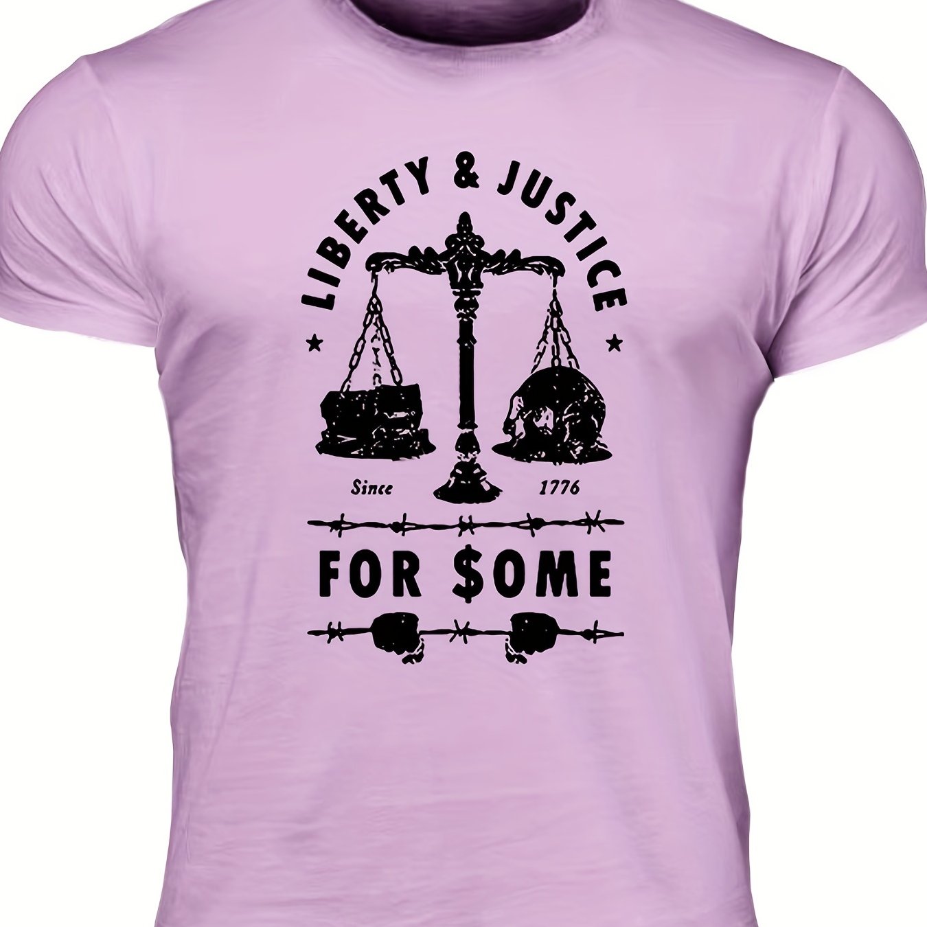 Men's "Liberty & Justice" Print T-shirt, Casual - Lena & Miles Exquisite Boutique LLC.