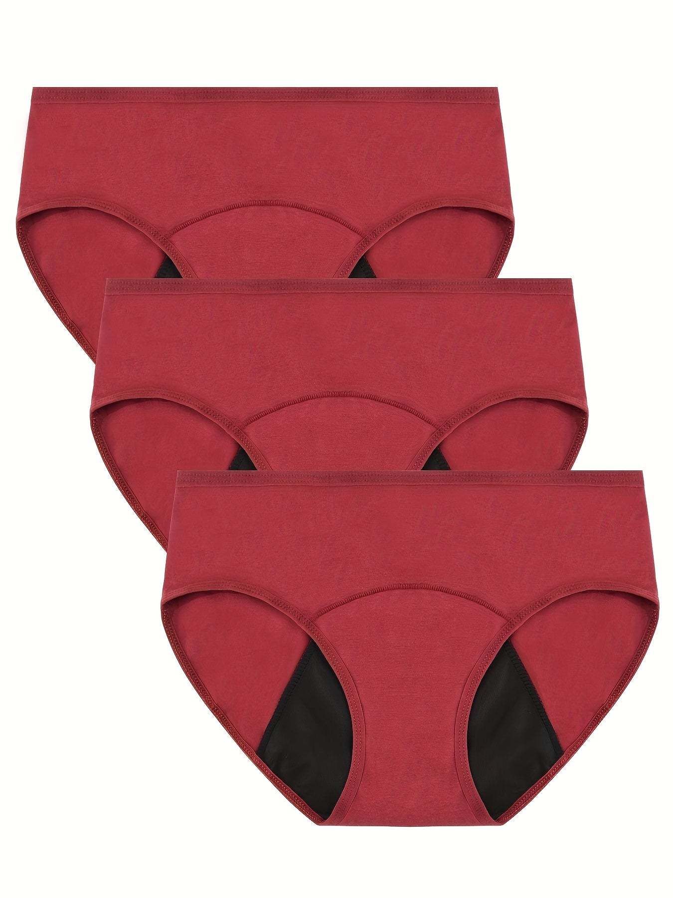 3pcs Simple Period Panties, Comfort Mid-high Waist Physiological Briefs, Breathable Postpartum Panty, Menstruation Panties, Women's Underwear & Lingerie - Lena & Miles Exquisite Boutique LLC.