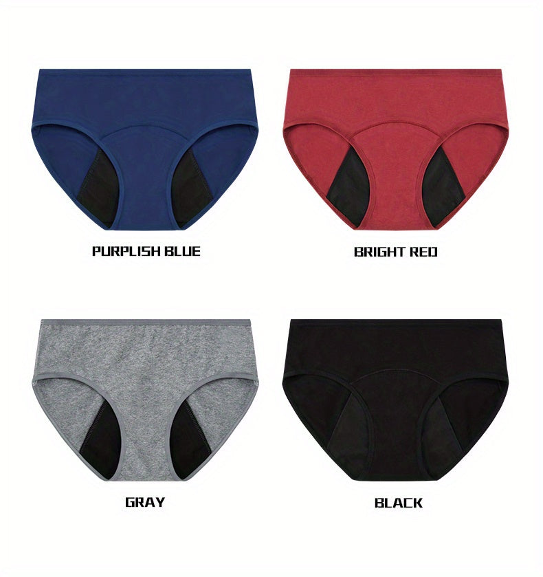 3pcs Simple Period Panties, Comfort Mid-high Waist Physiological Briefs, Breathable Postpartum Panty, Menstruation Panties, Women's Underwear & Lingerie - Lena & Miles Exquisite Boutique LLC.