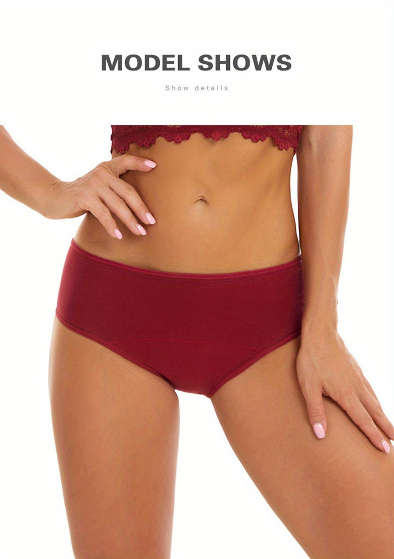 3pcs Simple Period Panties, Comfort Mid-high Waist Physiological Briefs, Breathable Postpartum Panty, Menstruation Panties, Women's Underwear & Lingerie - Lena & Miles Exquisite Boutique LLC.