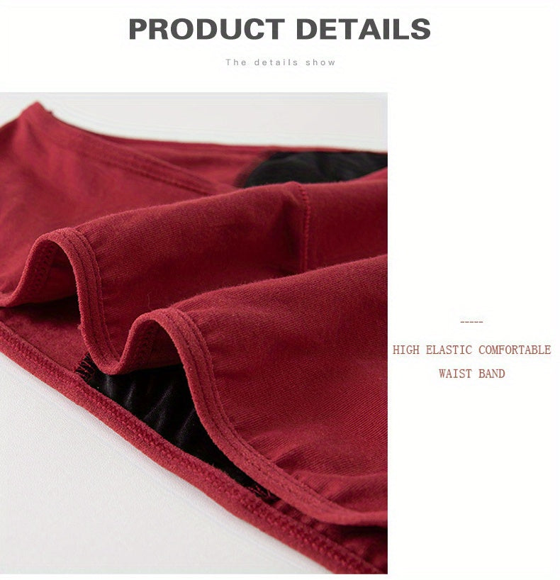 10 Pcs Comfy High Support Mid Rise Period Panties - Breathable Cotton Lingerie with Polyester Lining for Comfortable Wear - Full Coverage, Simple Solid Color Design, Anti-Leak Protection - Lena & Miles Exquisite Boutique LLC.