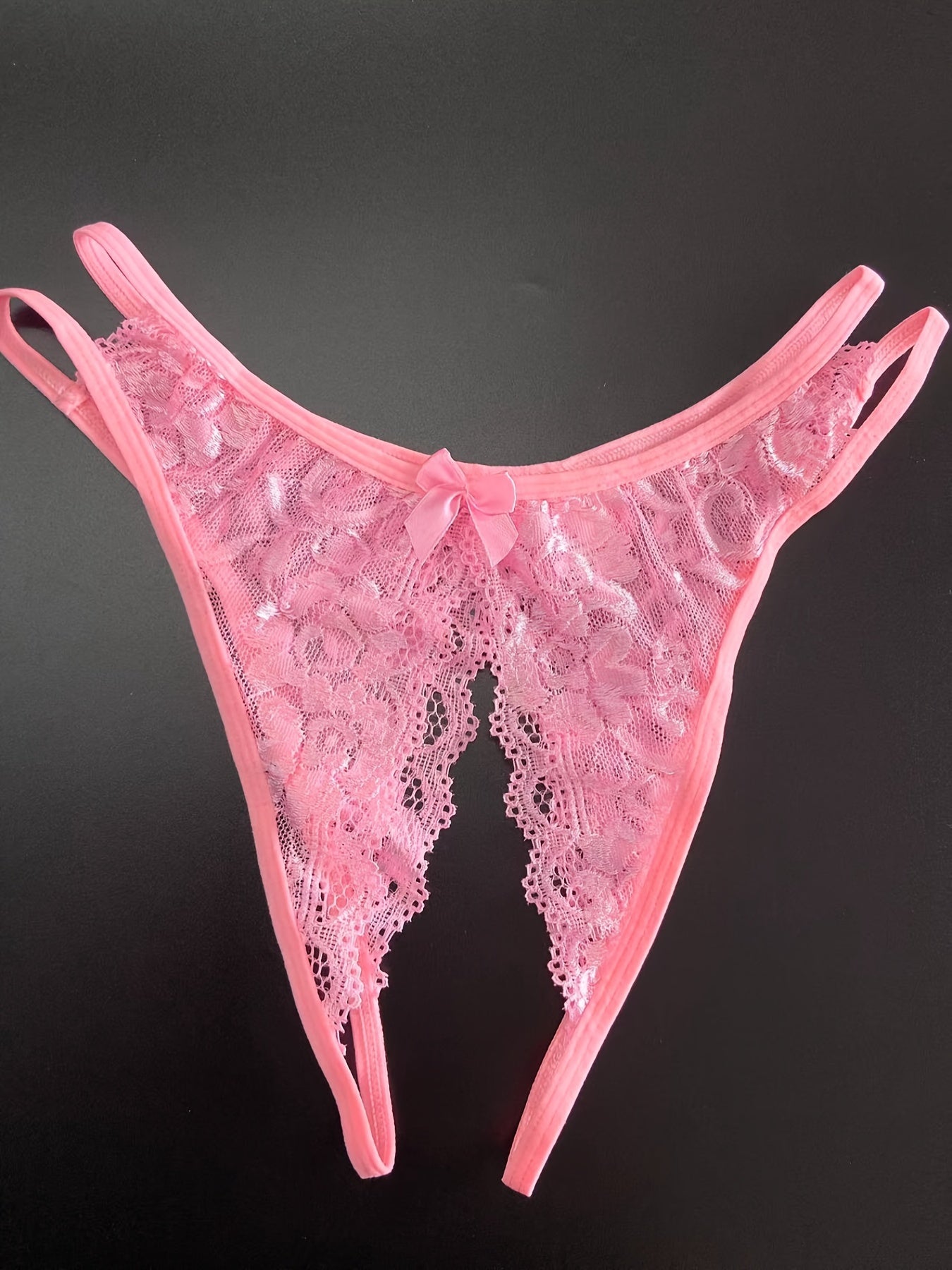 1/6 pcs Exquisite Floral Lace Mesh Thongs - Hollow Out Open Crotch Design, Breathable, Comfortable, Sexy Women's Lingerie & Underwear for Romantic Nights - Soft, Stretchy, and Delicate Fabric