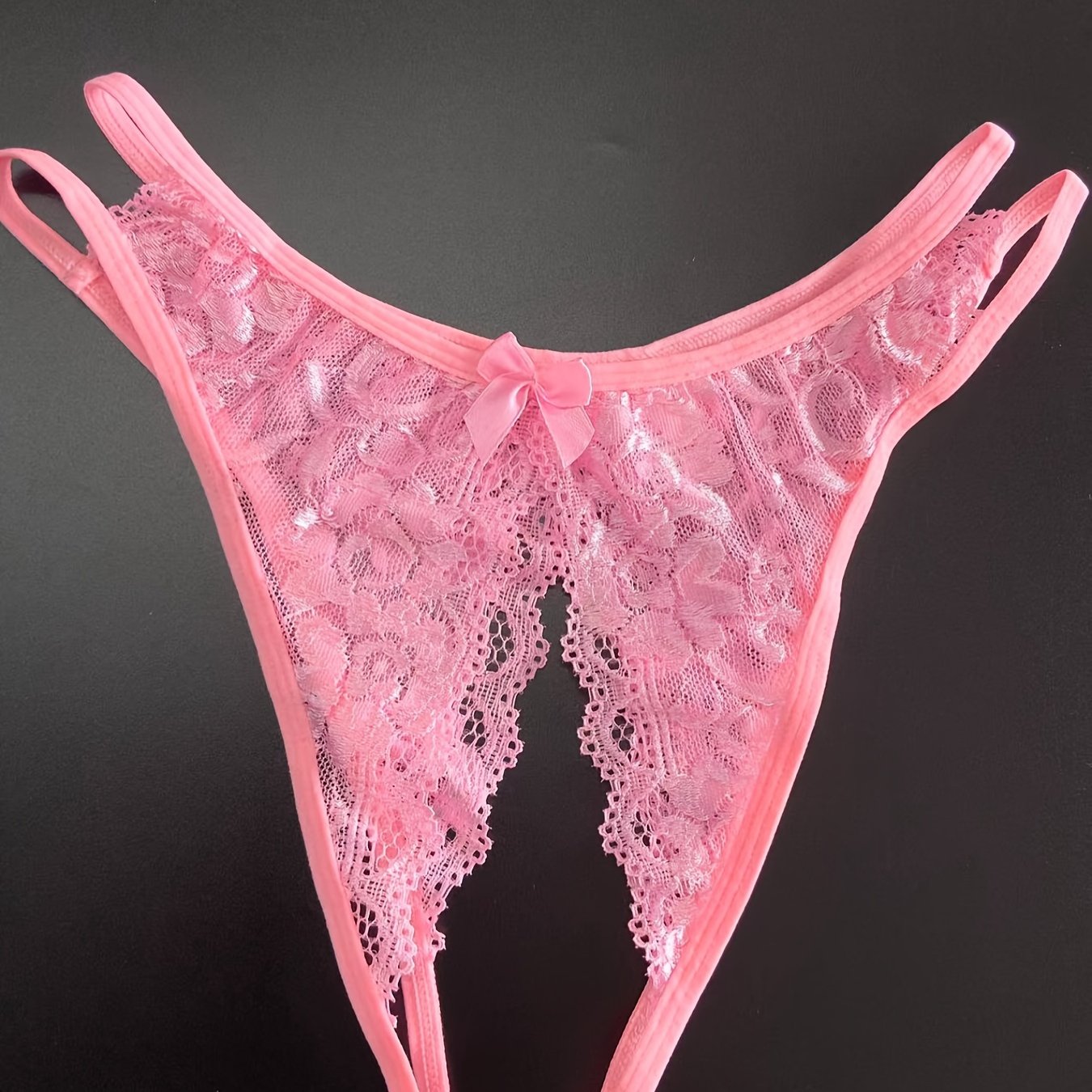 1/6 pcs Exquisite Floral Lace Mesh Thongs - Hollow Out Open Crotch Design, Breathable, Comfortable, Sexy Women's Lingerie & Underwear for Romantic Nights - Soft, Stretchy, and Delicate Fabric