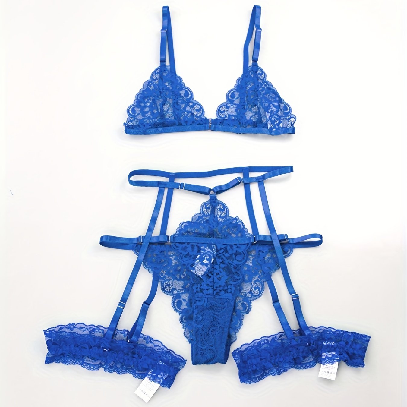 Sultry Floral Lace Lingerie Set - Sheer Bra, Garter Belt, G-String, Leg Ring - Women's Sexy Underwear for Confidence Boost