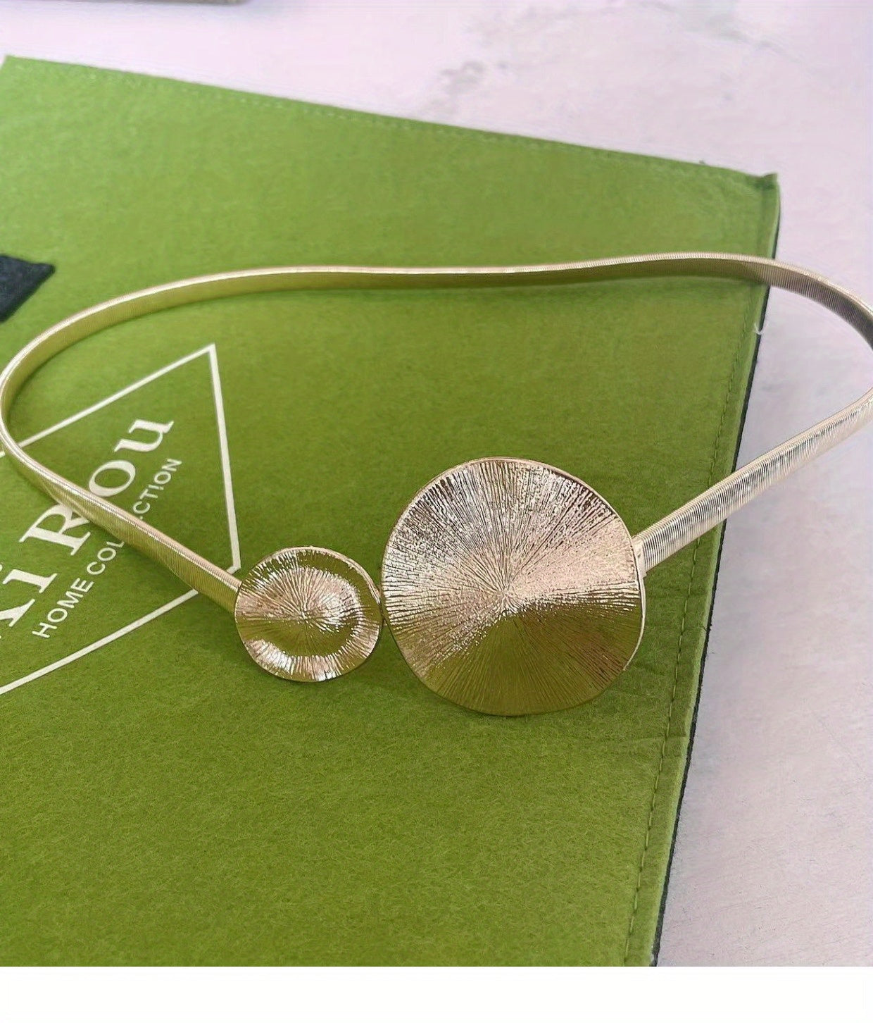 Elegant Golden Double Circle Elastic Belt for Dresses and Coats - Trendy and Stylish Waistband