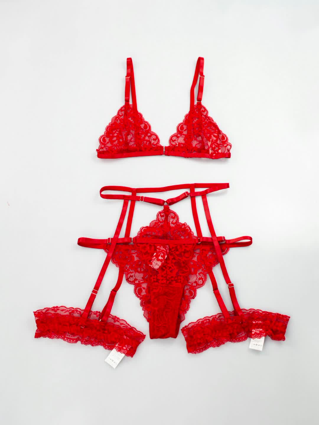 Sultry Floral Lace Lingerie Set - Sheer Bra, Garter Belt, G-String, Leg Ring - Women's Sexy Underwear for Confidence Boost