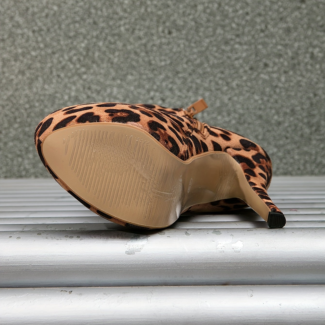 Chic Leopard Print Ankle Boots for Women - Sexy High Heel, Side Zipper, Faux Cover Lining, Rubber Sole - Perfect for Dresses & All Seasons