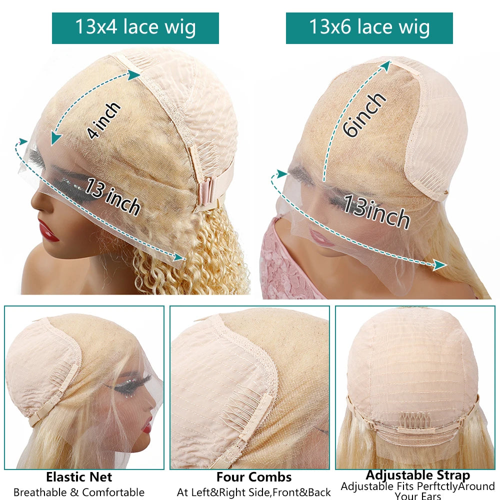 Blonde Body Wave Lace Front Wig HD Transparent 13x4 13x6 Frontal Human Hair 613 Pre Plucked Full Frontal Wigs 200% 40 46 Inch