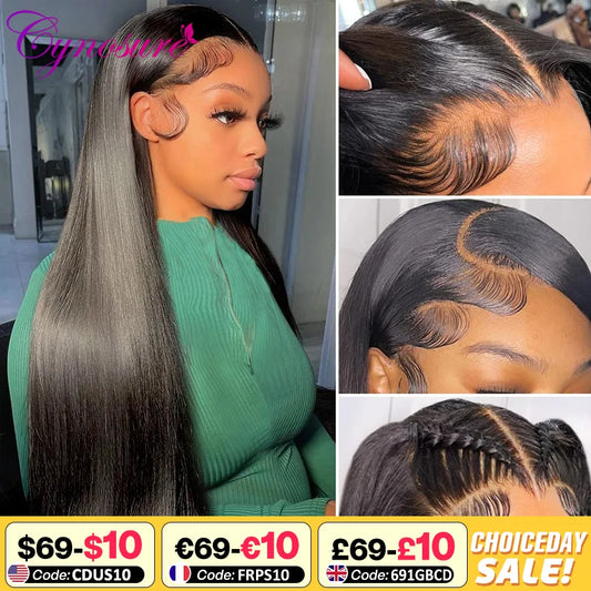 Cynosure 13X4/13X6 HD Transparent Lace Front Human Hair Wigs for Women Pre Plucked Remy Brazilian Straight Lace Frontal Wig