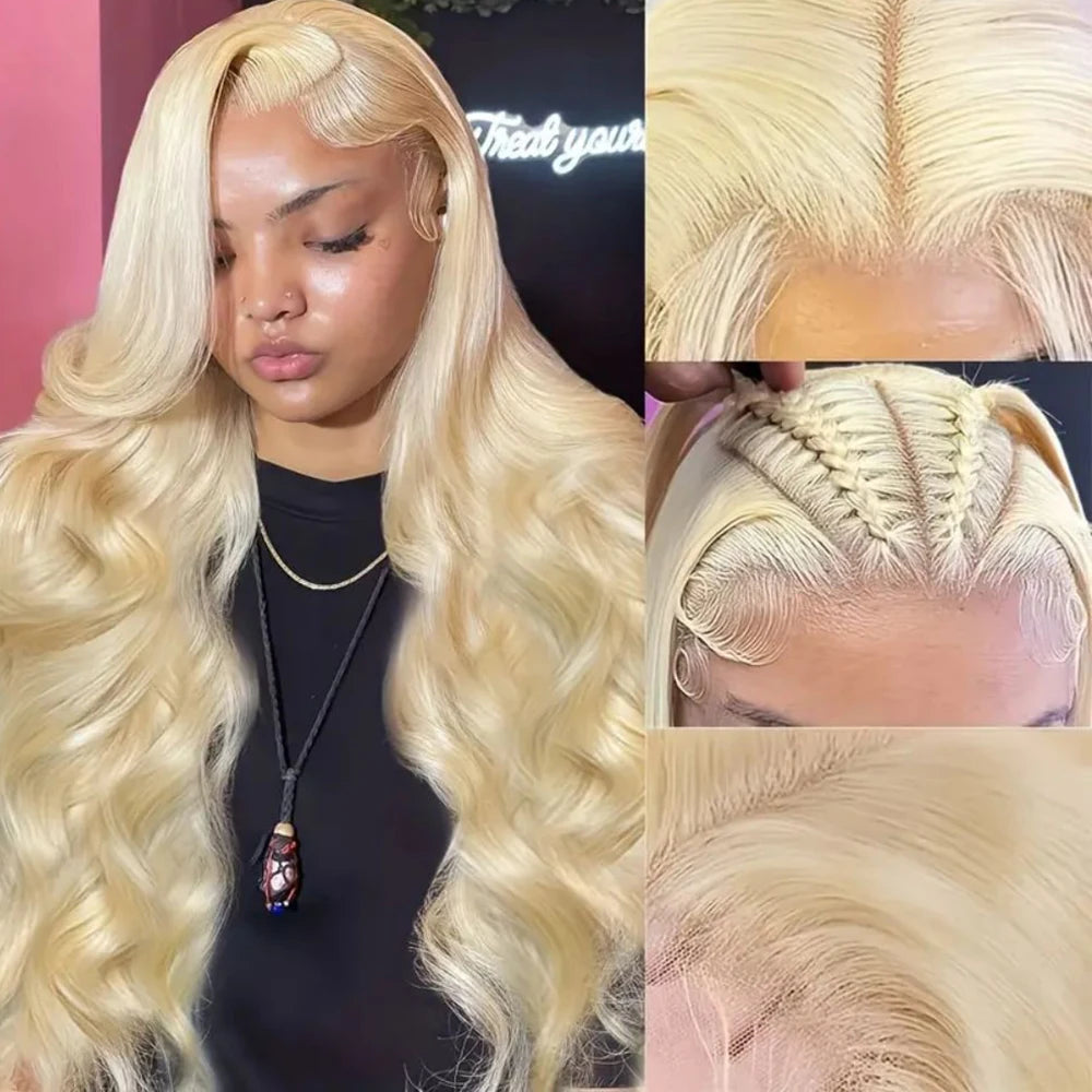 Blonde Body Wave Lace Front Wig HD Transparent 13x4 13x6 Frontal Human Hair 613 Pre Plucked Full Frontal Wigs 200% 40 46 Inch