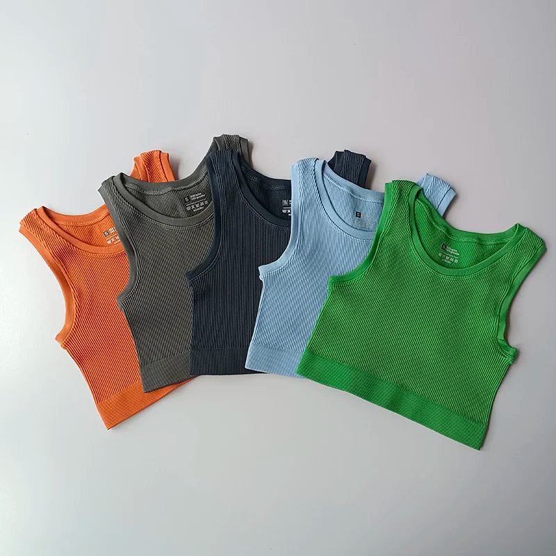 Yoga Vest Women Sports Vest Gym Crop Fitness Running Short Vest