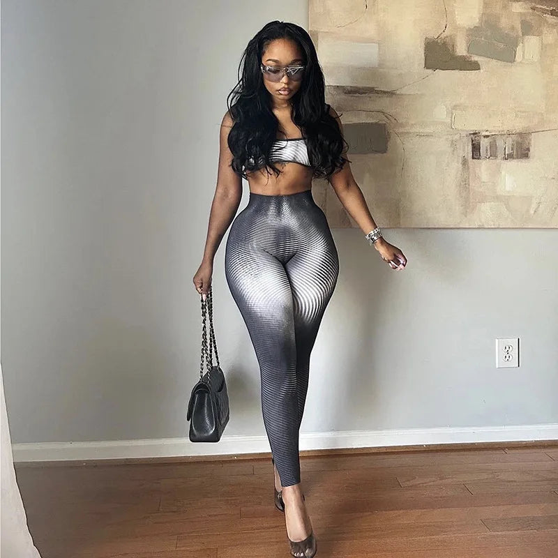 Summer New Arrivals Slim Fit Sexy Sports Tank Top High Waist Casual Pants Women Two Piece Set