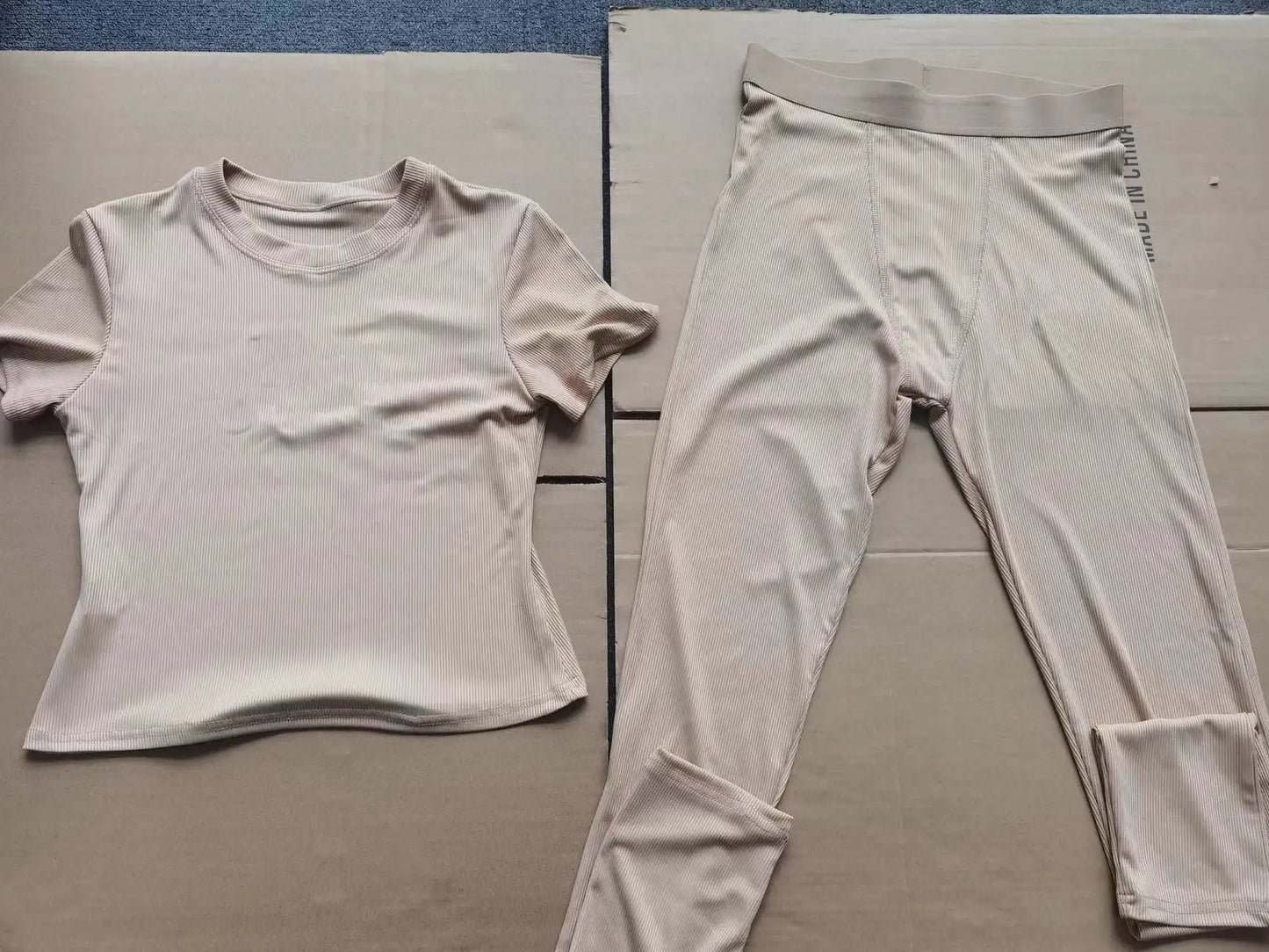 Bulk Wholesale Ribbed Short Sleeves T-shirt and Skinny Pants Legging 2 Two Pieces Loungewear Women Sets Ropa De Mujer Clothing