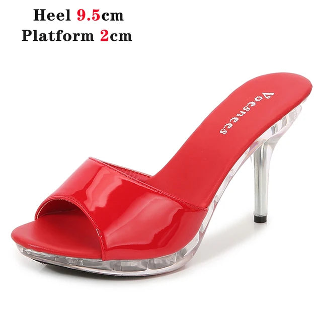 Summer Slipper Fine Heel 9cm 13cm Slipper Waterproof Slides Sandal Platform Bottom