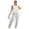 Liu Ming Hot Selling Women Sleeveless 2 Piece Outfits Casual Vest Tassel Fringe Drawstring Trousers Set