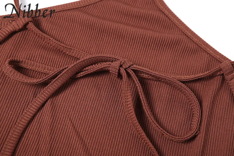 Nibber Women's Knitted Dress Halter Neck Sexy Sleeveless Dress