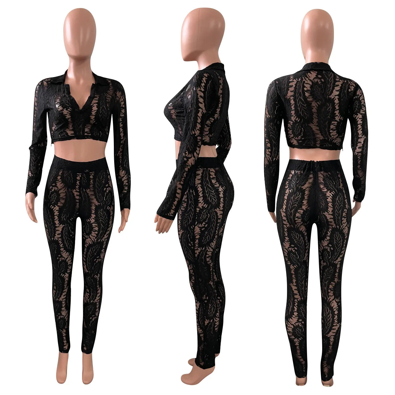 Liu Ming Bulk Items Wholesale Dropshipping 2 Piece Sets Lace Long Sleeve Pants Sports Women Outfits