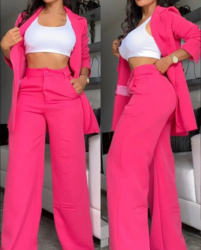 S-3XL Latest Women's Business Suits Set for Women Blazer and Pants Set Suit Pocket Ladies Suits Office Wear Jacket and Pants