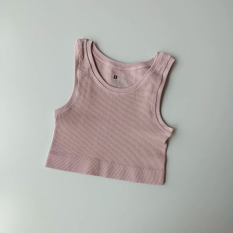 Yoga Vest Women Sports Vest Gym Crop Fitness Running Short Vest