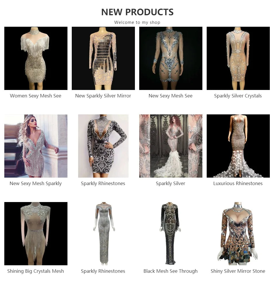 Sparkly Silver Diamonds Jumpsuit Women Sexy Mesh See Through Stretchy Party Birthday Outfit Performance Dance Costume Stage Wear