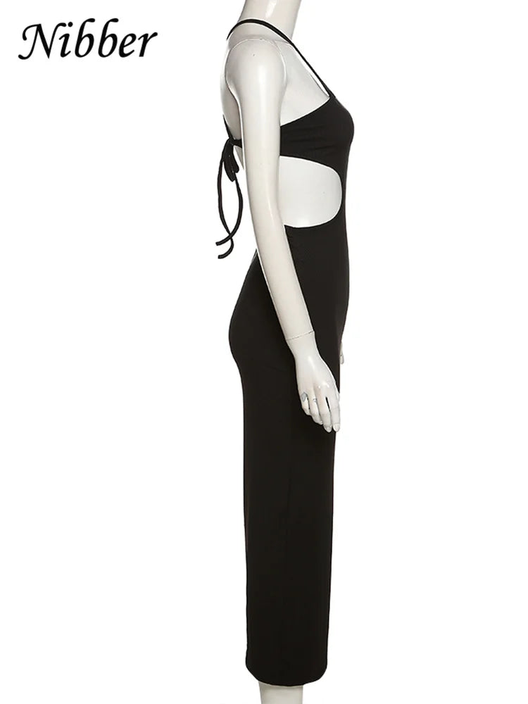 Nibber Women's Knitted Dress Halter Neck Sexy Sleeveless Dress