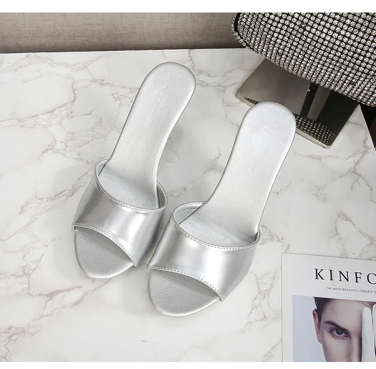 Summer Slipper Fine Heel 9cm 13cm Slipper Waterproof Slides Sandal Platform Bottom