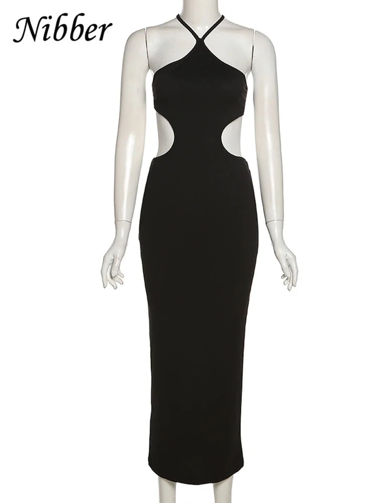 Nibber Women's Knitted Dress Halter Neck Sexy Sleeveless Dress