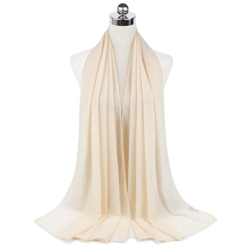 Muslim Chiffon Hijab Scarf Women Long Solid Color Head Wrap For Women Hijabs Scarves Ladies Muslim Veil Jersey Hijabs