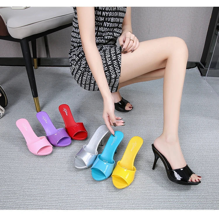 Summer Slipper Fine Heel 9cm 13cm Slipper Waterproof Slides Sandal Platform Bottom