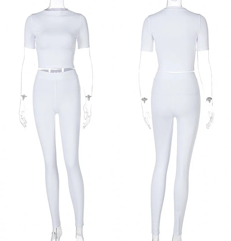 Tracksuit Set Crop Top Fitness Leggings Matching Sets Sweat Suits 2 Two Piece