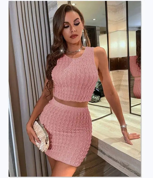 Ropa De Mujer Elegantes Short Set Woman Clothing Bulk Clothes Korean Tank Top Mini Skirt Sets