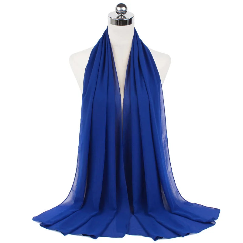 Muslim Chiffon Hijab Scarf Women Long Solid Color Head Wrap For Women Hijabs Scarves Ladies Muslim Veil Jersey Hijabs