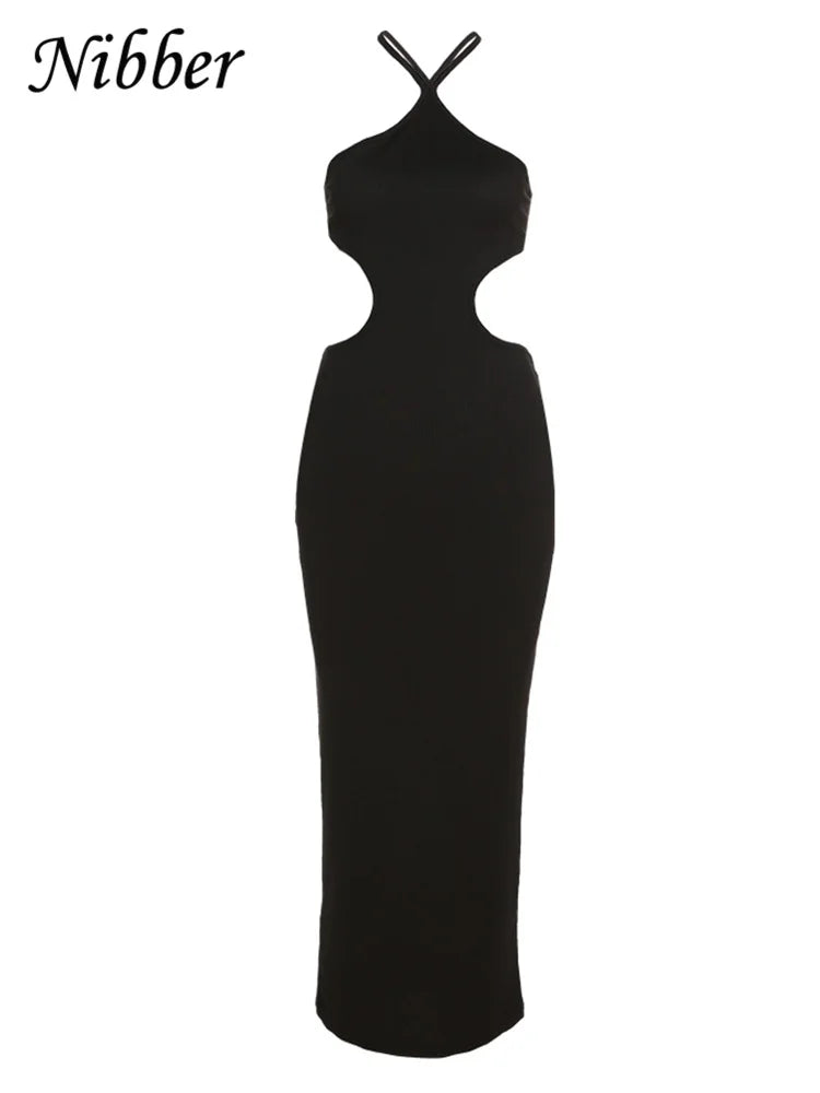 Nibber Women's Knitted Dress Halter Neck Sexy Sleeveless Dress