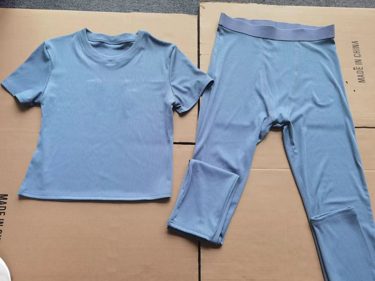 Bulk Wholesale Ribbed Short Sleeves T-shirt and Skinny Pants Legging 2 Two Pieces Loungewear Women Sets Ropa De Mujer Clothing