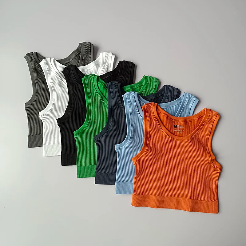 Yoga Vest Women Sports Vest Gym Crop Fitness Running Short Vest