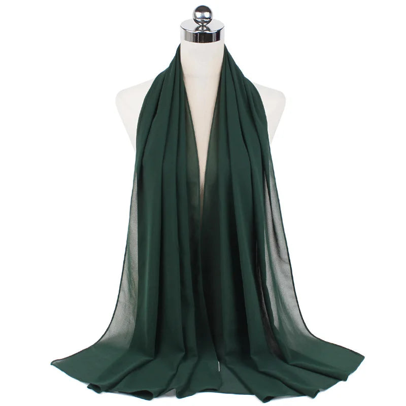 Muslim Chiffon Hijab Scarf Women Long Solid Color Head Wrap For Women Hijabs Scarves Ladies Muslim Veil Jersey Hijabs