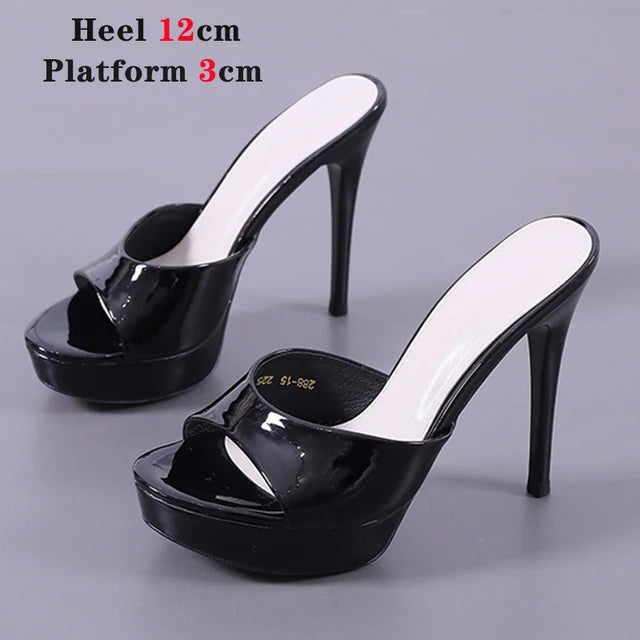 Summer Slipper Fine Heel 9cm 13cm Slipper Waterproof Slides Sandal Platform Bottom