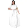 Size 5XL Two Piece Set Women Clothes Solid Short Sleeve Crop Top and Long Skirts