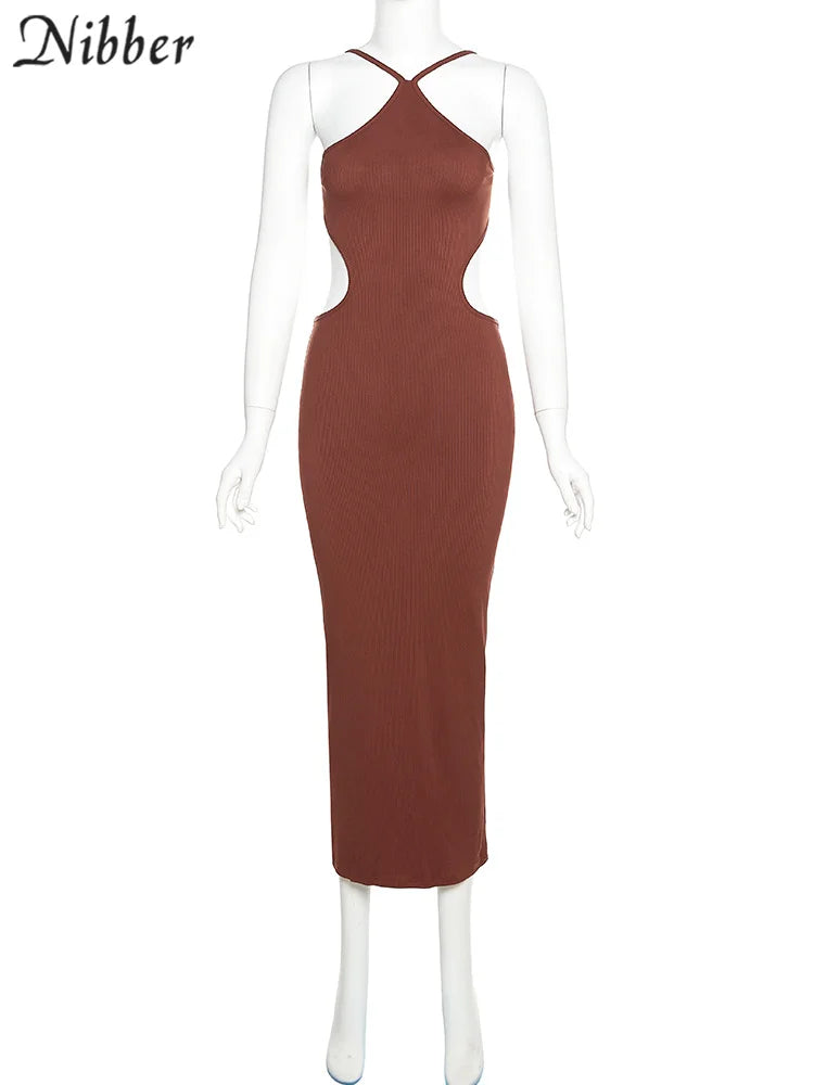 Nibber Women's Knitted Dress Halter Neck Sexy Sleeveless Dress