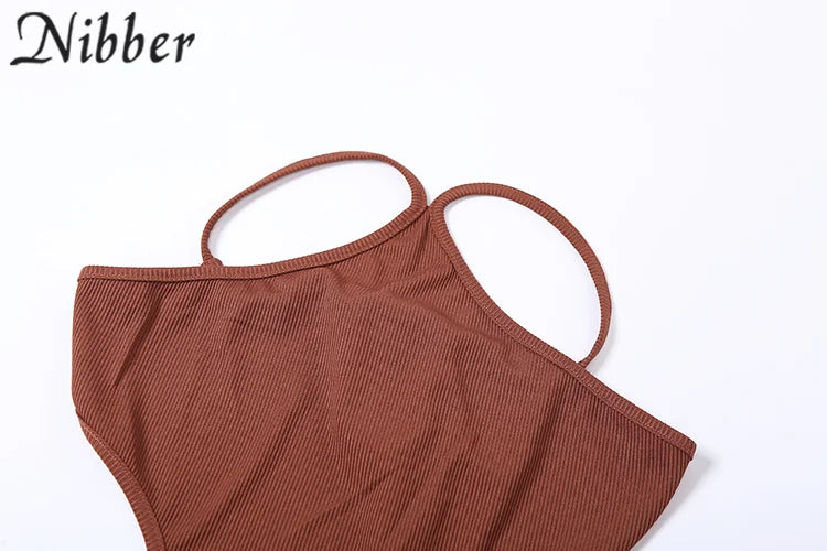 Nibber Women's Knitted Dress Halter Neck Sexy Sleeveless Dress