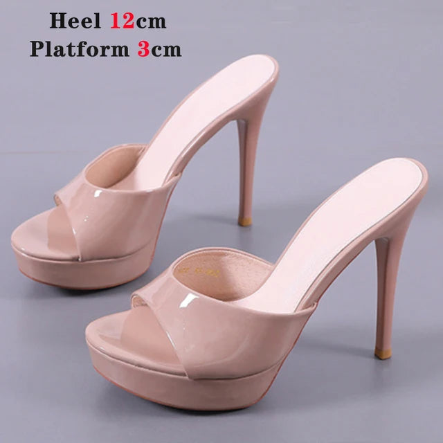 Summer Slipper Fine Heel 9cm 13cm Slipper Waterproof Slides Sandal Platform Bottom