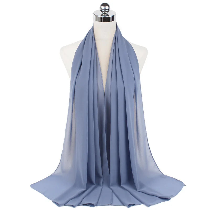 Muslim Chiffon Hijab Scarf Women Long Solid Color Head Wrap For Women Hijabs Scarves Ladies Muslim Veil Jersey Hijabs