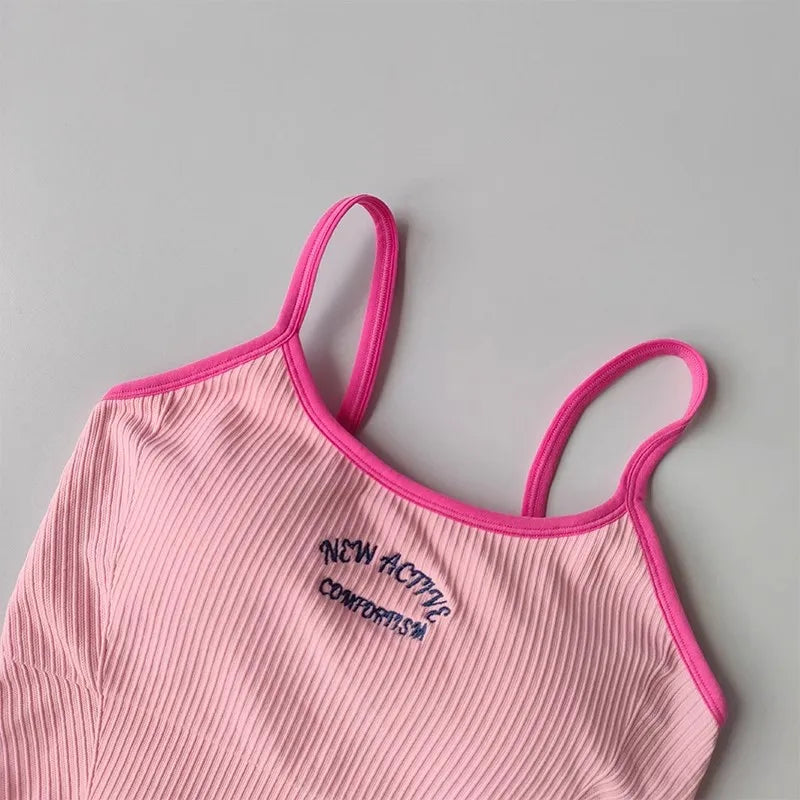 Women Breathable Sports Bra Fitness Tops Gym Crop Top Brassiere Push Up Camisole yoga