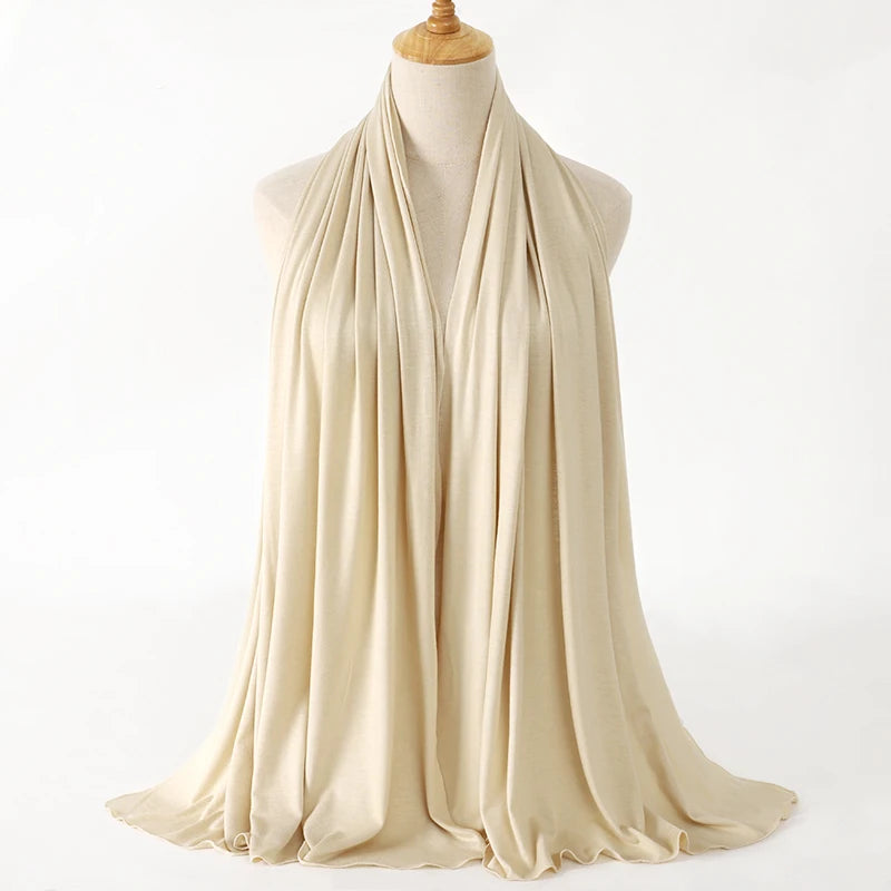 28Color Modal Cotton Jersey Hijab Scarf Ramadan Long Muslim Shawl Plain Solid Soft Turban Wraps For Women Headband