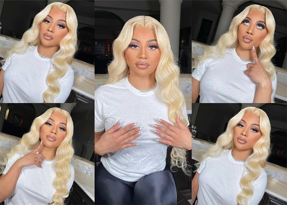 Blonde Body Wave Lace Front Wig HD Transparent 13x4 13x6 Frontal Human Hair 613 Pre Plucked Full Frontal Wigs 200% 40 46 Inch